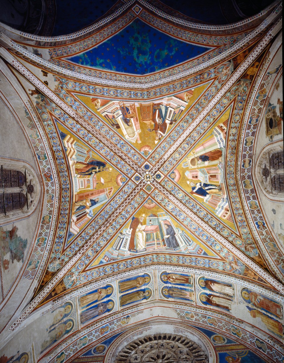 Kirkon neljän tohtorin holvi, n. 1297 tekijältä Giotto di Bondone