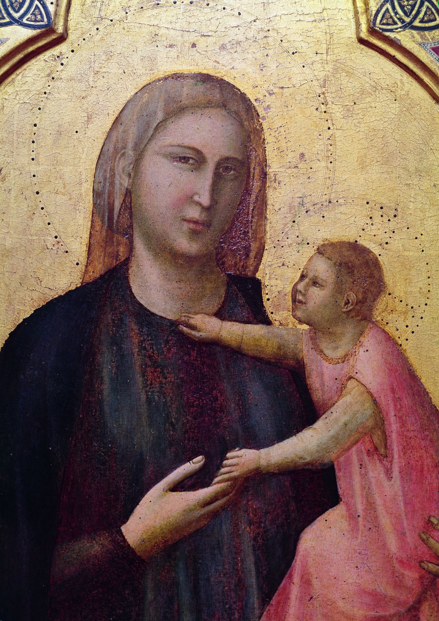 Neitsyt ja lapsi, Badian alttaritaulun keskipaneeli, n. 1301 (tempera paneelissa) (yksityiskohta 50341) tekijältä Giotto di Bondone