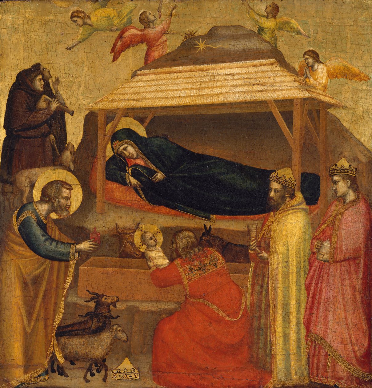 The Adoration of the Magi, n.1320 (tempera puulla, kultainen maa) tekijältä Giotto di Bondone