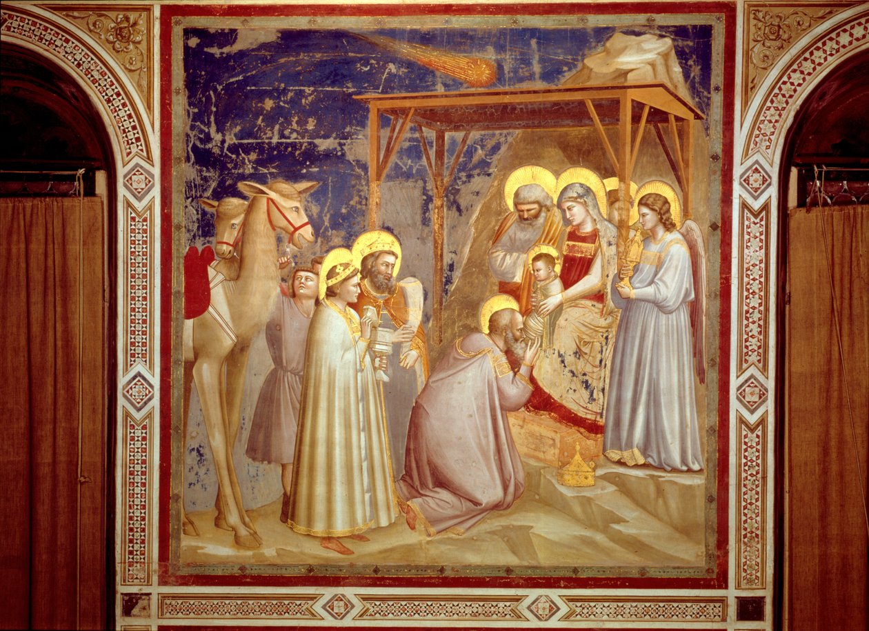 Magien palvonta, Scrovegnin kappeli, Padova, n. 1305 (fresko) tekijältä Giotto (c.1266 1337)
