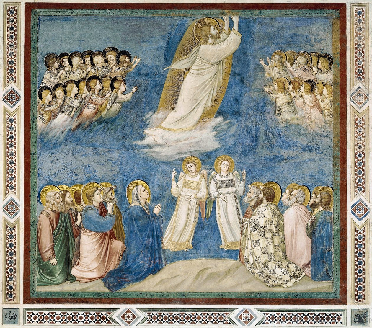 Kristuksen taivaaseenastuminen, yksityiskohta elämästä ja Kristuksen kärsimyksestä, Giotto tekijältä Giotto (c.1266 1337)