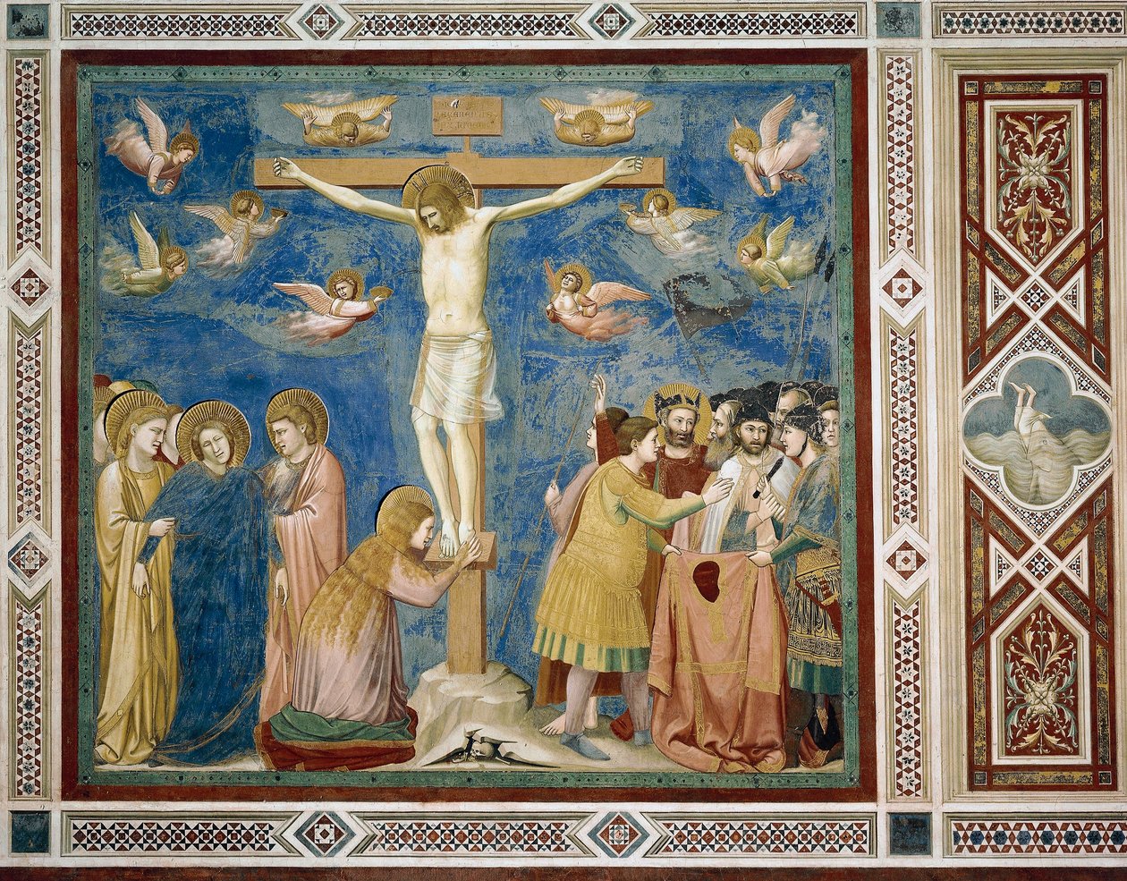Ristiinnaulitseminen, yksityiskohta Kristuksen elämästä ja kärsimyksestä, Giotto tekijältä Giotto (c.1266 1337)