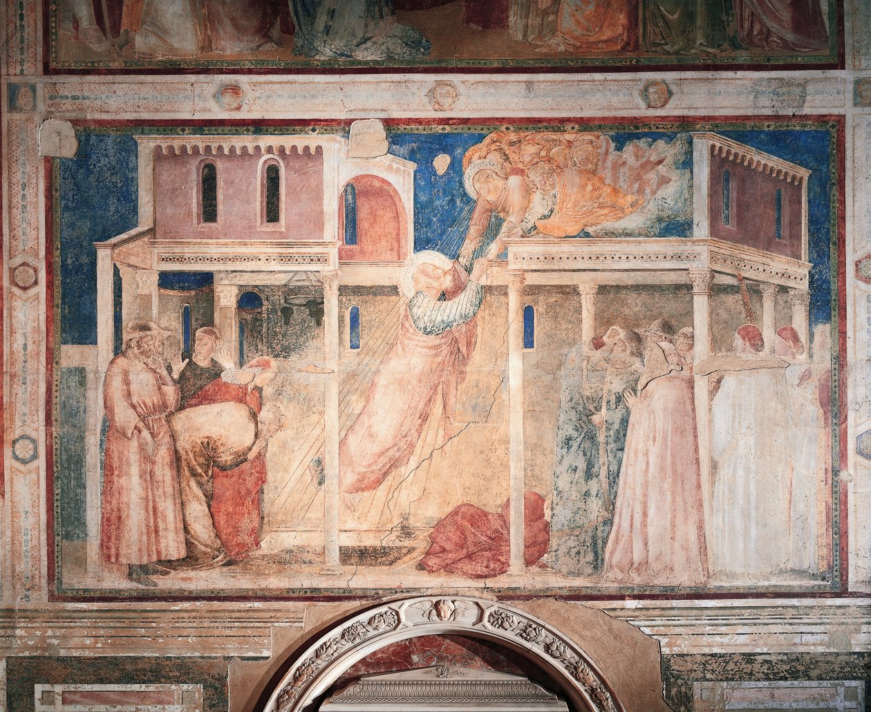 Italia, Firenze, Pyhän Ristin basilika, Peruzzi-kappeli, Tarinat Johanneksen evankelista: Kidnappaus, Giotto (1267-1337), fresko, Yksityiskohta tekijältä Giotto (c.1266 1337)