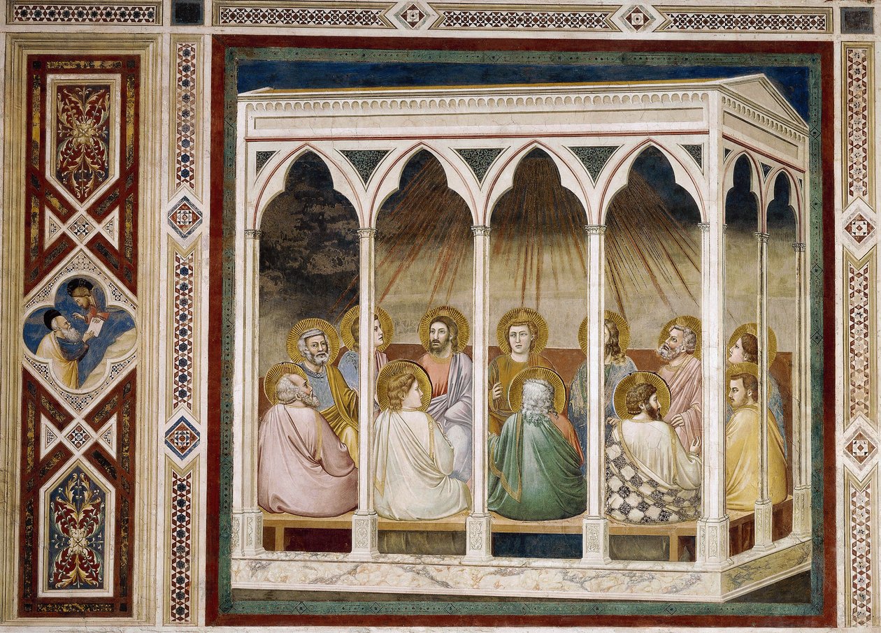 Helluntai, yksityiskohta Kristuksen elämästä ja kärsimyksestä, kirjoittanut Giotto tekijältä Giotto (c.1266 1337)