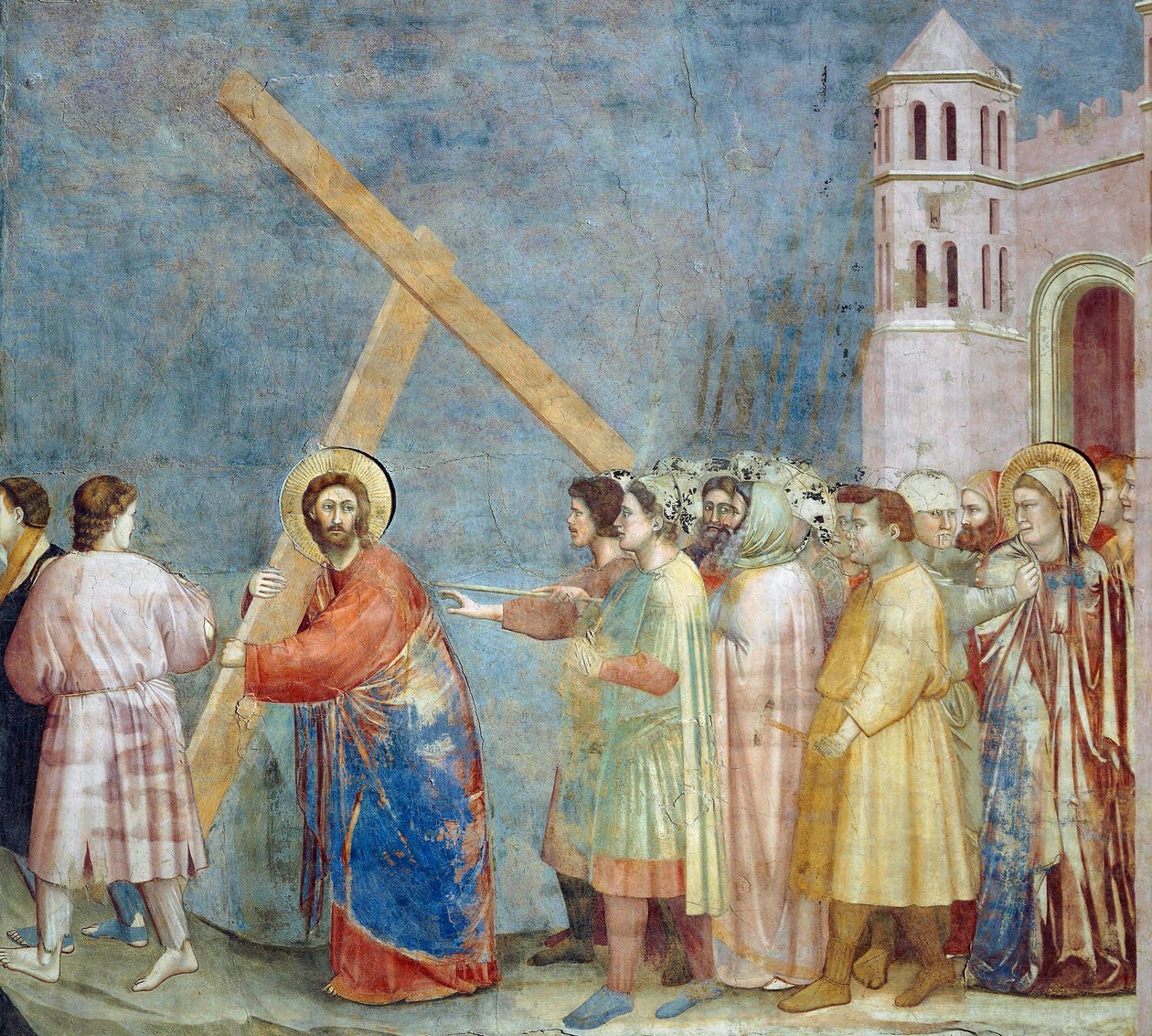 Tie Golgatalle, yksityiskohta Kristuksen elämästä ja kärsimyksestä, Giotto tekijältä Giotto (c.1266 1337)