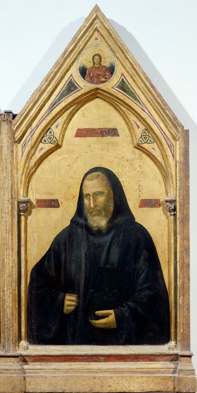 Pyhä Benedict, yksityiskohta Badia Polyptychistä, noin 1300, kirjoittanut Giotto (1267-1337), tempera paneelissa, 91x334 cm tekijältä Giotto (c.1266 1337)