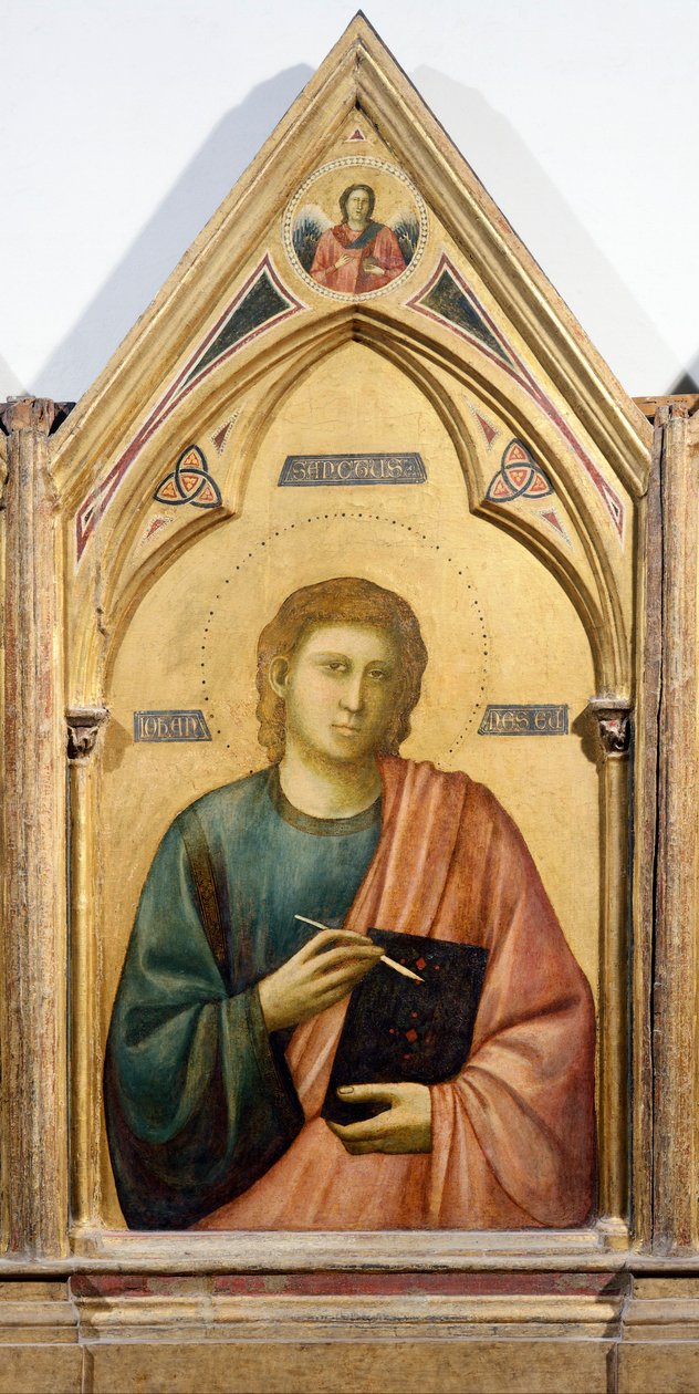 St John Evangelist, yksityiskohta Badia Polyptychista, noin 1300, kirjoittanut Giotto (1267-1337), tempera paneelissa, 91x334 cm tekijältä Giotto (c.1266 1337)