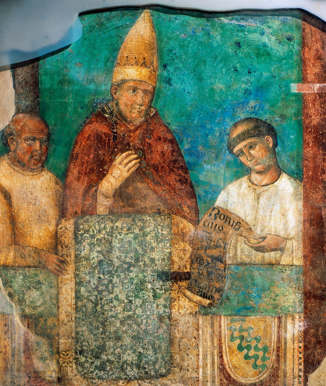 Bonifatius VIII julistaa pyhän vuoden, fresko Giotto (1267-noin 1337), Pyhän Johanneksen Lateraanin arkkibasilika, Rooma, Italia tekijältä Giotto (c.1266 1337)