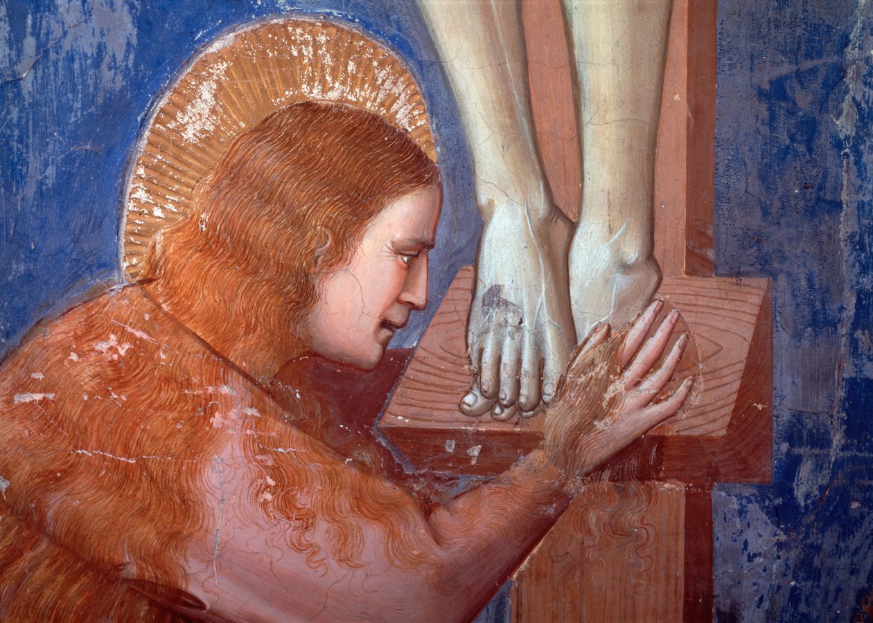 Ristiinnaulitseminen, Magdaleenan yksityiskohta (Fresko tekijältä Giotto (c.1266 1337)