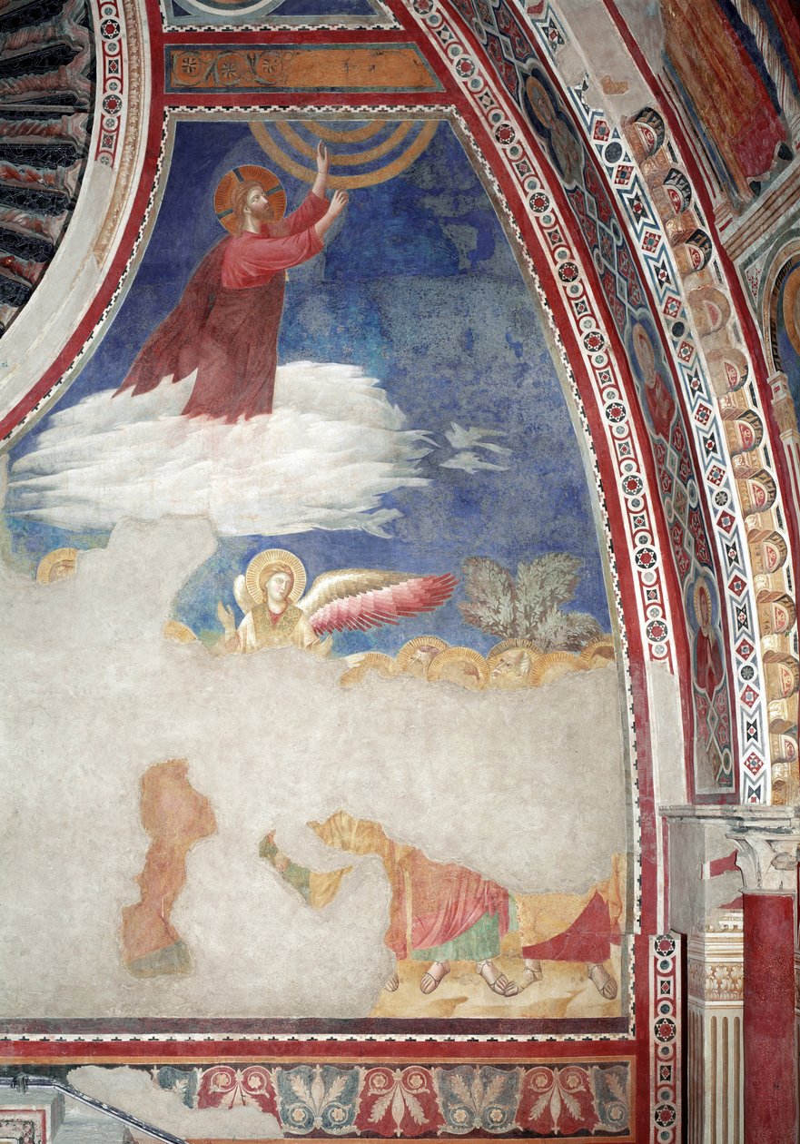 Uuden testamentin historia: Kristuksen taivaaseenastuminen - Fresko tekijältä Giotto (c.1266 1337)