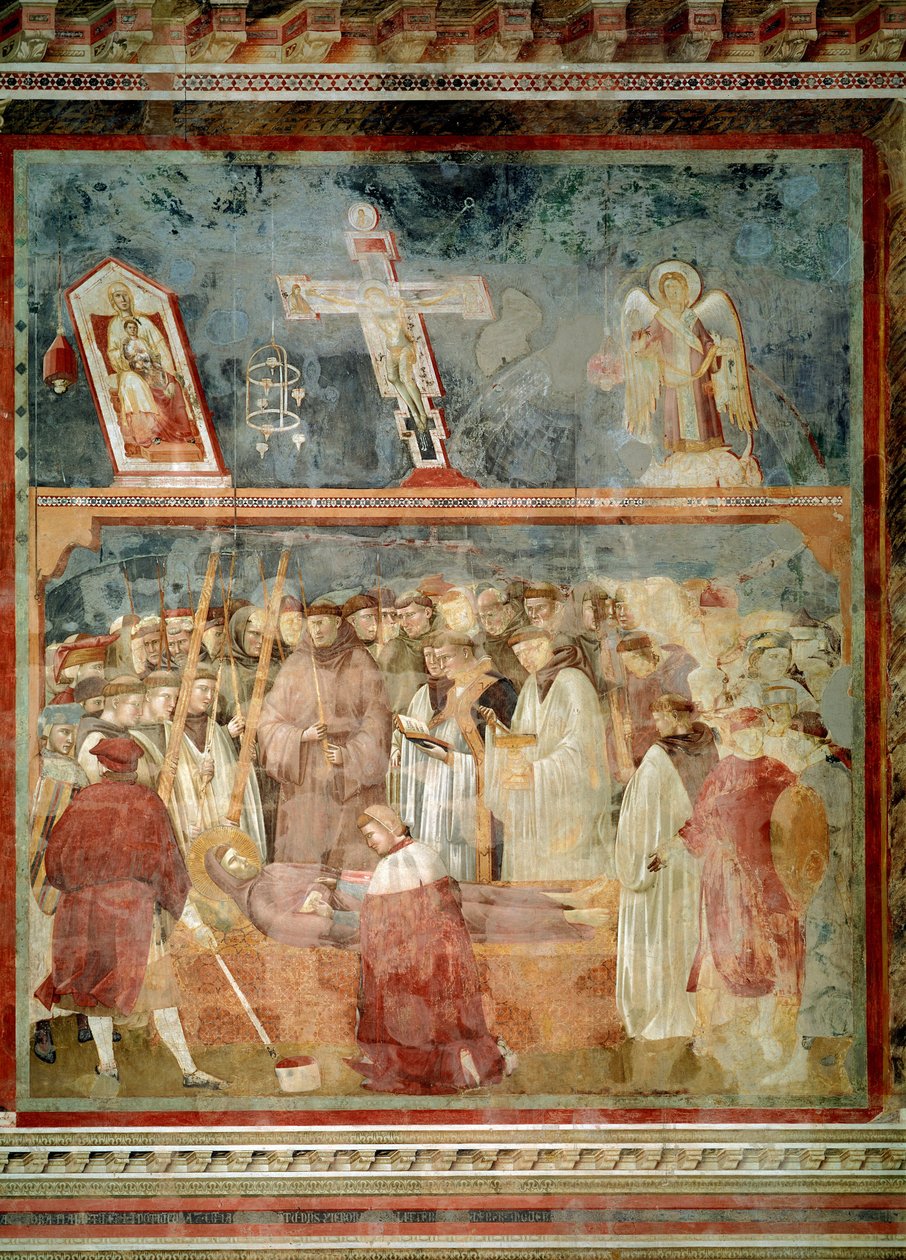 Pyhän Franciscus Assisilaisen elämä: Stigmien todentaminen (Pyhä Hieronymus tutkii stigmoja - Fresco tekijältä Giotto (c.1266 1337)