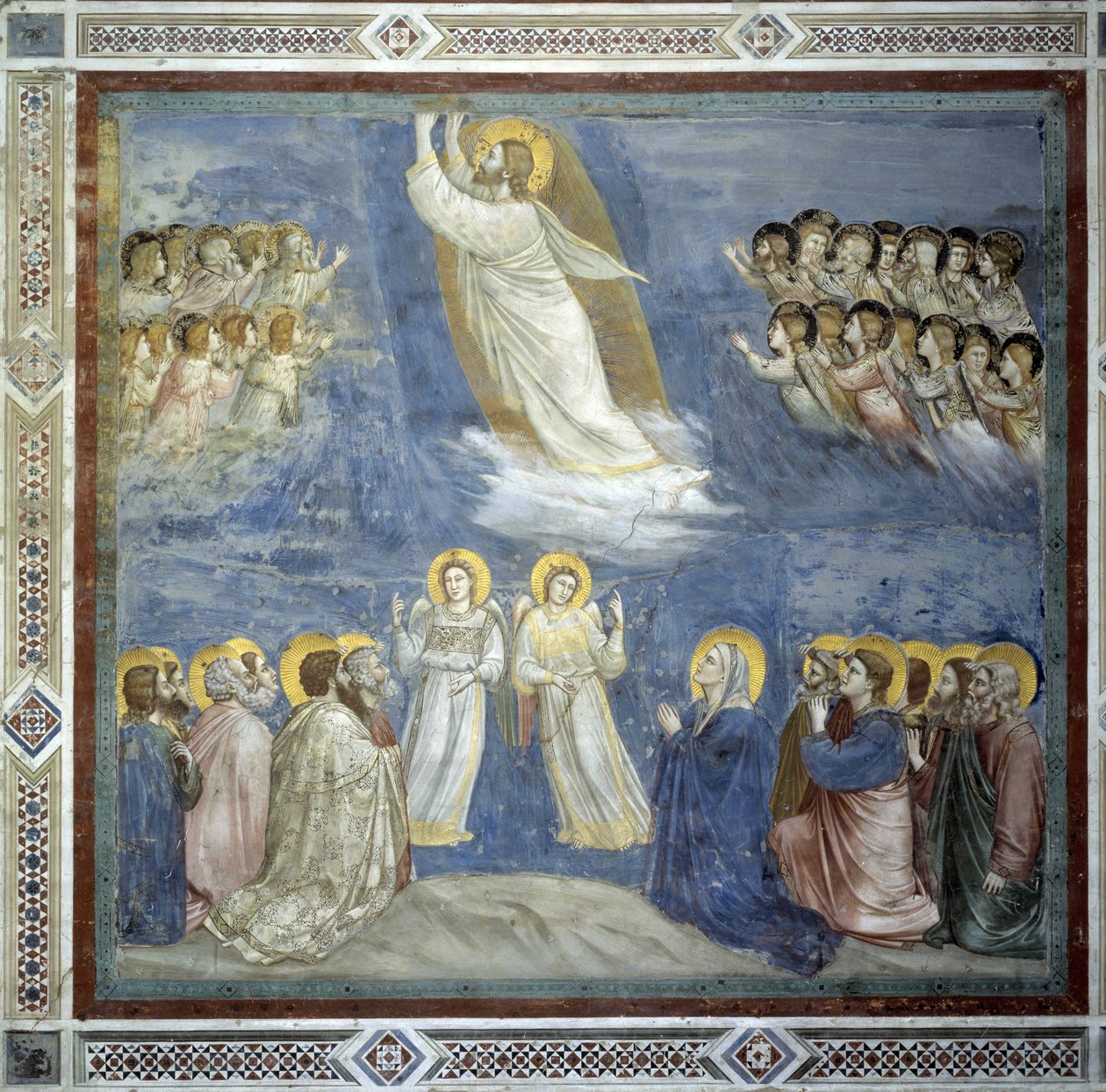 Kristuksen taivaaseenastuminen. Giotto di Bondonen (1267-1337) fresko. tekijältä Giotto (c.1266 1337)