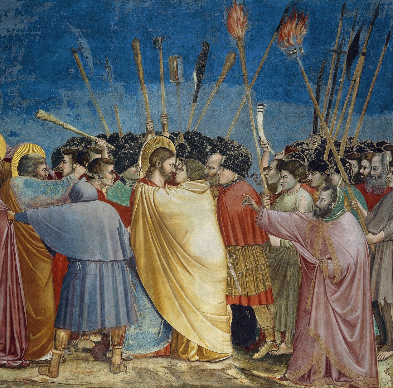 La traïció de Crist, detall del petó, c.1305 (fresco)finès tekijältä Giotto (c.1266 1337)