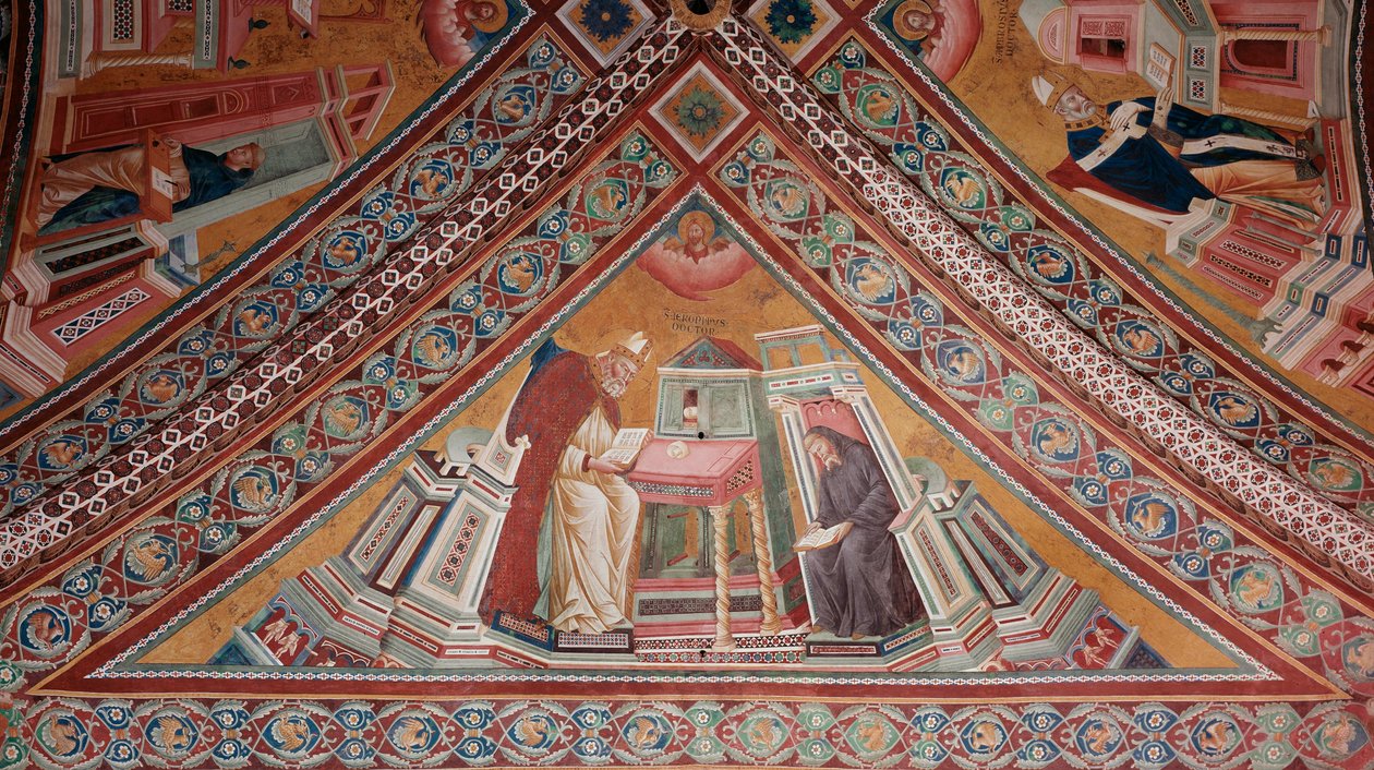 Kirkon tohtorit: Saint Jerome (fresko tekijältä Giotto (c.1266 1337)