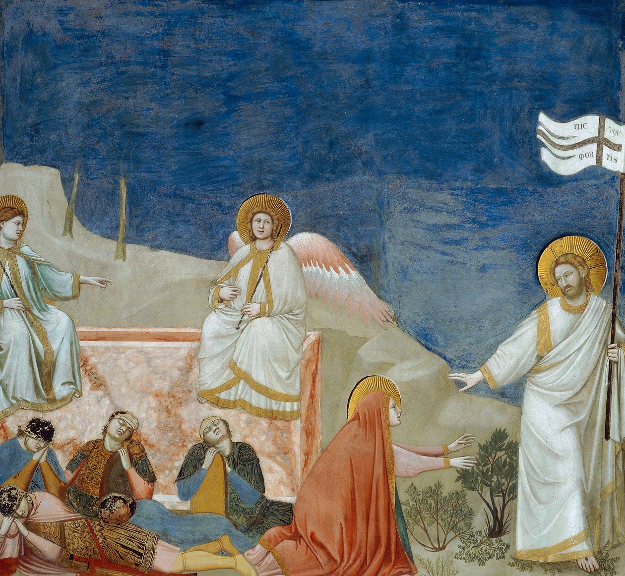Kristuksen ylösnousemus, yksityiskohta Kristuksen elämästä ja kärsimyksestä, Giotto tekijältä Giotto (c.1266 1337)