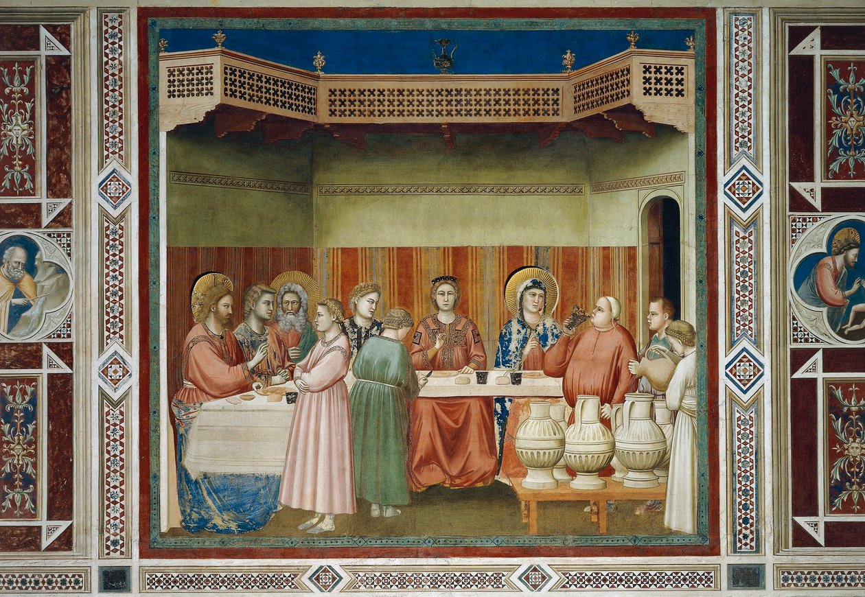 Kaanan häät, yksityiskohta Kristuksen elämästä ja kärsimyksestä, Giotto tekijältä Giotto (c.1266 1337)