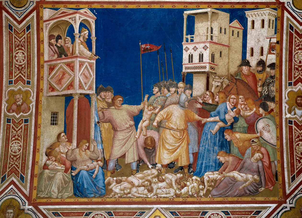 Giotto di Bondonen (1267-1337) fresko Viattomien teurastus tekijältä Giotto (c.1266 1337)