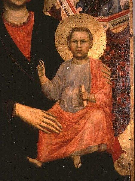 Kristuslapsi teoksesta Madonna ja lapsi kruunattuna: tekijältä Giotto di Bondone