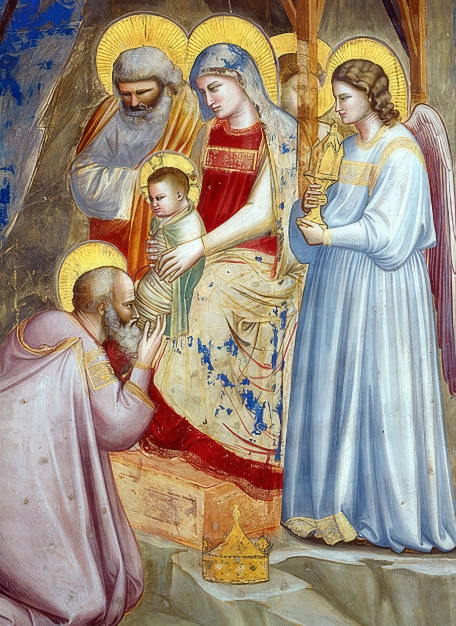 Maagien palvonta. Yksityiskohta. 1305 tekijältä Giotto di Bondone