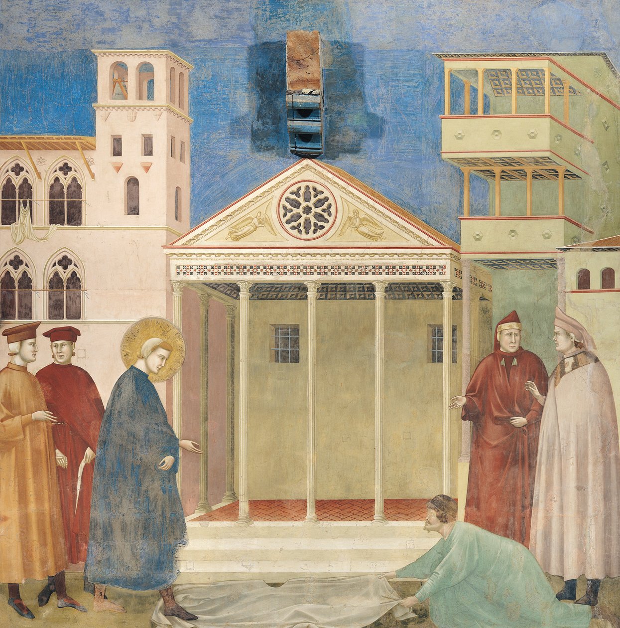 Yksinkertaisen miehen kunnioittama Pyhä Franciscus, 1297-1299 tekijältä Giotto di Bondone