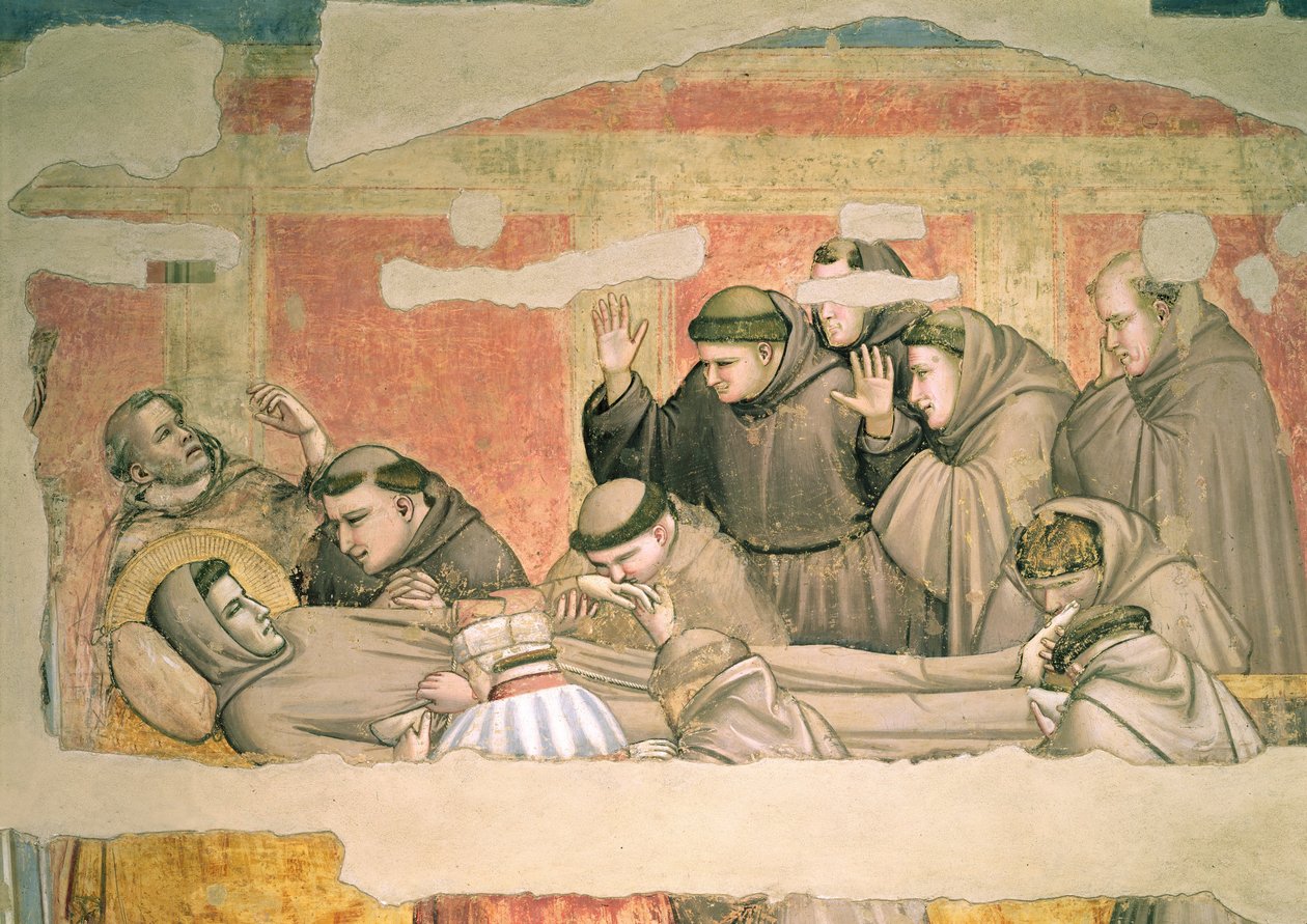 Pyhän Fransiskuksen kuolema, Bardi-kappelin fresko, yksityiskohta 63329:stä. tekijältä Giotto di Bondone
