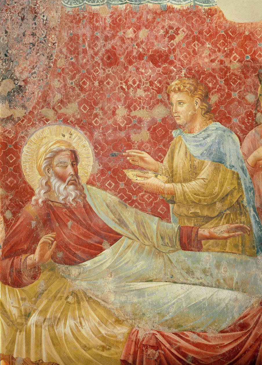 Iisak hylkää Esaun, Iisakin ja Esaun yksityiskohta, n. 1288 (yksityiskohta 350996) tekijältä Giotto di Bondone