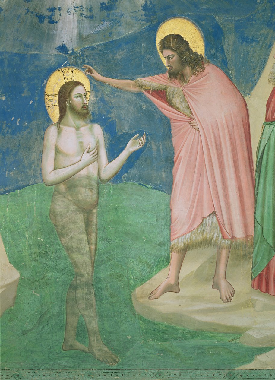 Kristuksen kaste, yksityiskohta Kristuksesta ja Pyhästä Johannes Kastajasta, 1303-05 tekijältä Giotto di Bondone