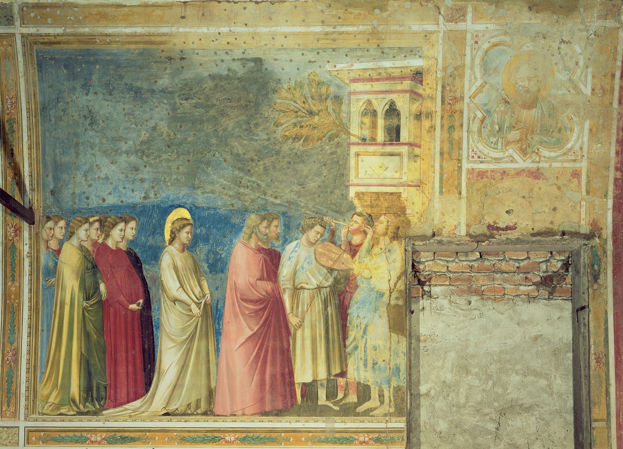 Neitsyiden hääkulkue, n. 1305 (kunnostuksen jälkeen) tekijältä Giotto di Bondone