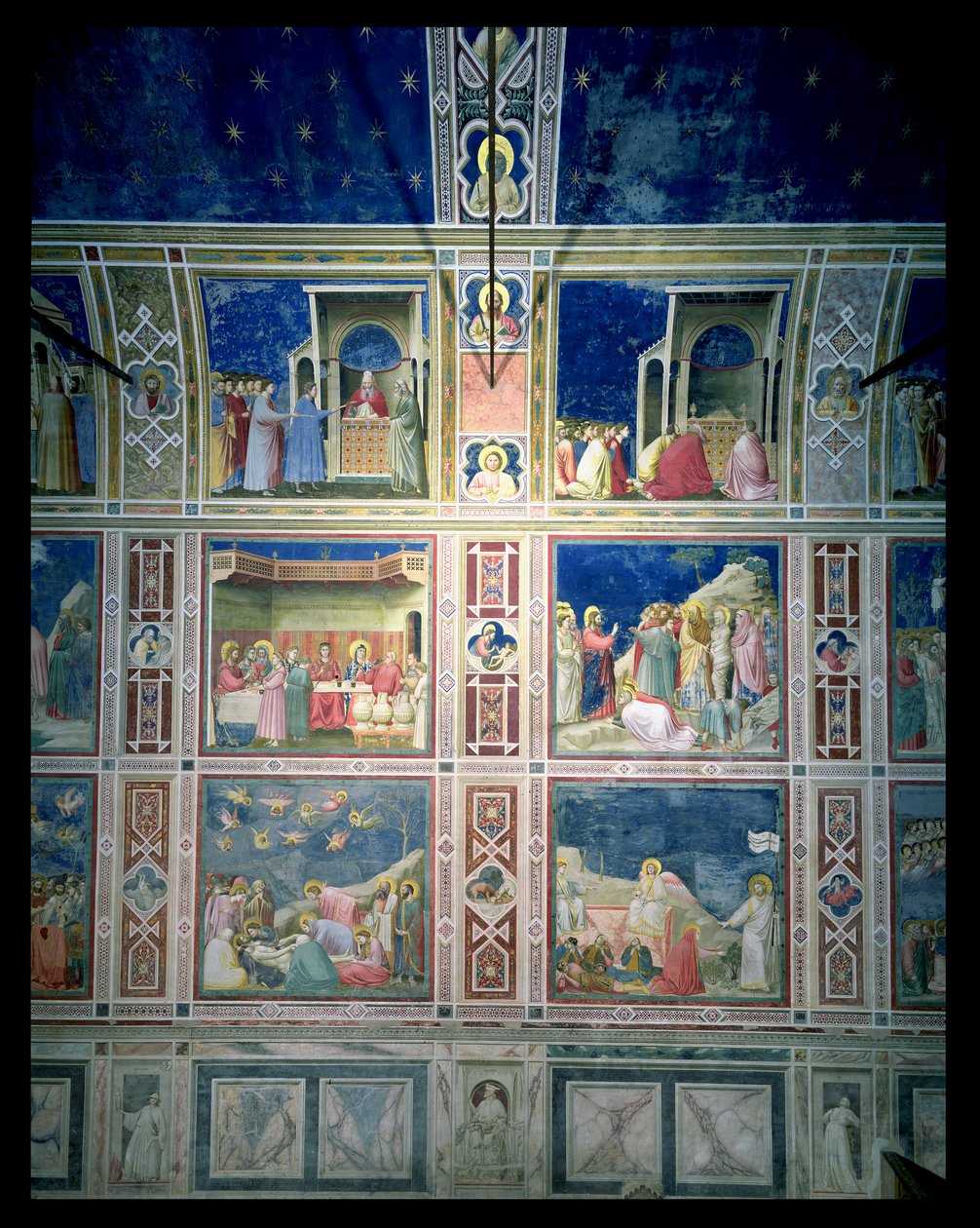Näkymä freskoista vasemmalla seinällä, n. 1303-05 (restauroinnin jälkeinen) tekijältä Giotto di Bondone
