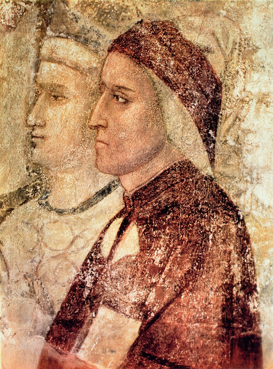 Paratiisi, yksityiskohta Dante Alighieristä (1265-1321) n. 1336 tekijältä Giotto di Bondone school of Giotto di Bondone school of