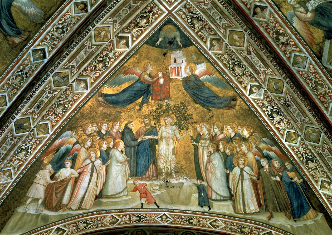 Pyhän Franciscuksen mystinen avioliitto pyhän köyhyyden kanssa tekijältä Giotto di Bondone school of Giotto di Bondone school of