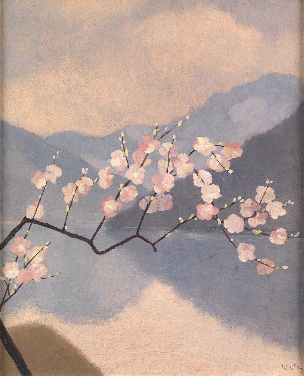 Blossom on the Lake (öljy paneelissa) tekijältä Giovan Battista Costa