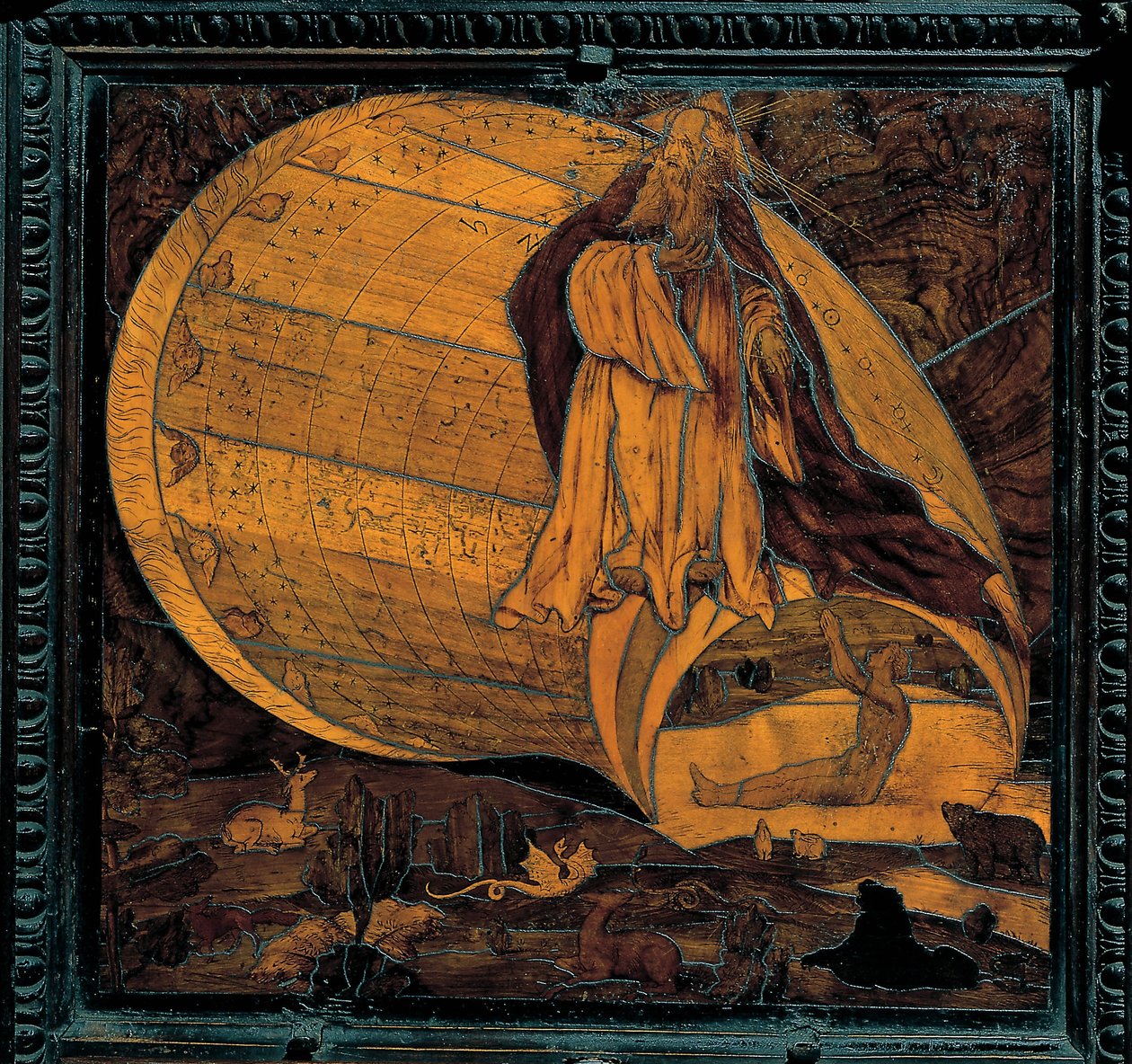 La Creation du monde - Giovan Francesco Capoferrin puumarquetry Lorenzo Lottosta (1480-1556) - 1500-luku - Santa Maria Maggioren kirkko, Bergamo tekijältä Giovan Francesco Capoferri