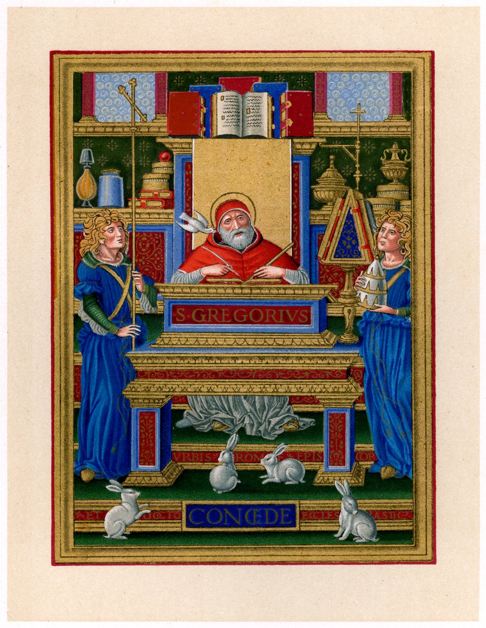 Pyhä Gregorius Suuri saa inspiraatiota Pyhästä Hengestä, c1490 tekijältä Giovan Pietro Birago