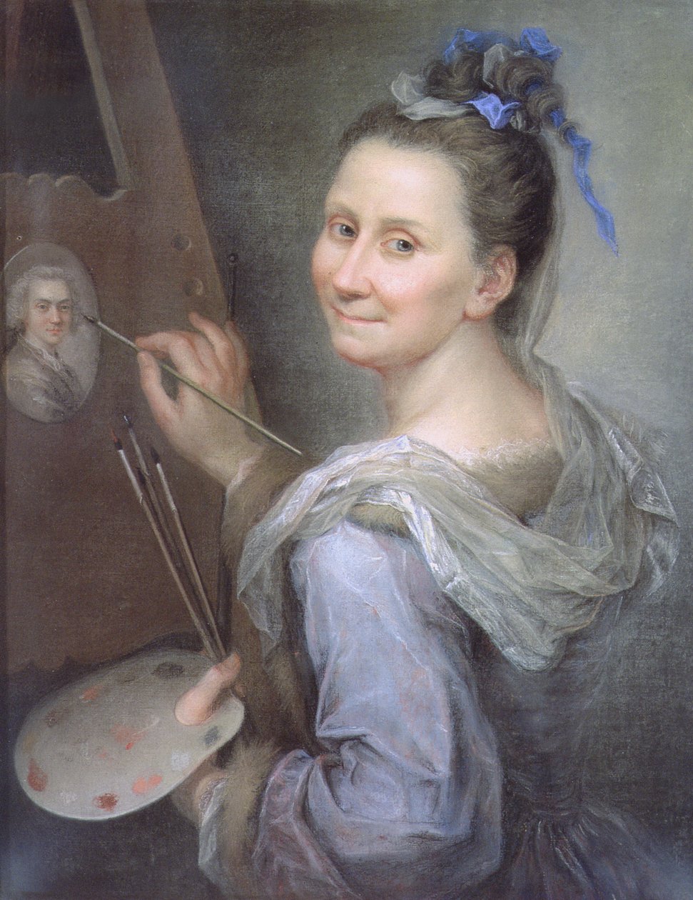 Omakuva, noin 1720 (pastelli paperille) tekijältä Giovanna Fratellini