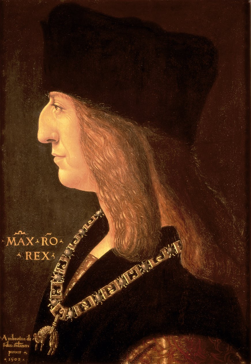 Saksan keisari Maximilian I (1459-1519), 1502 (paneeli) tekijältä Giovanni Ambrogio de Predis