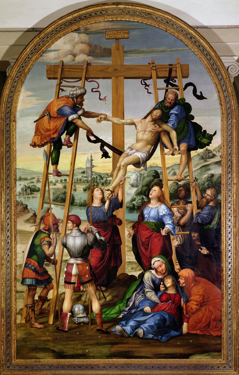 Laskeutuminen ristiltä, n. 1505-1010 (alttaritaulu) tekijältä Giovanni Antonio Bazzi Sodoma