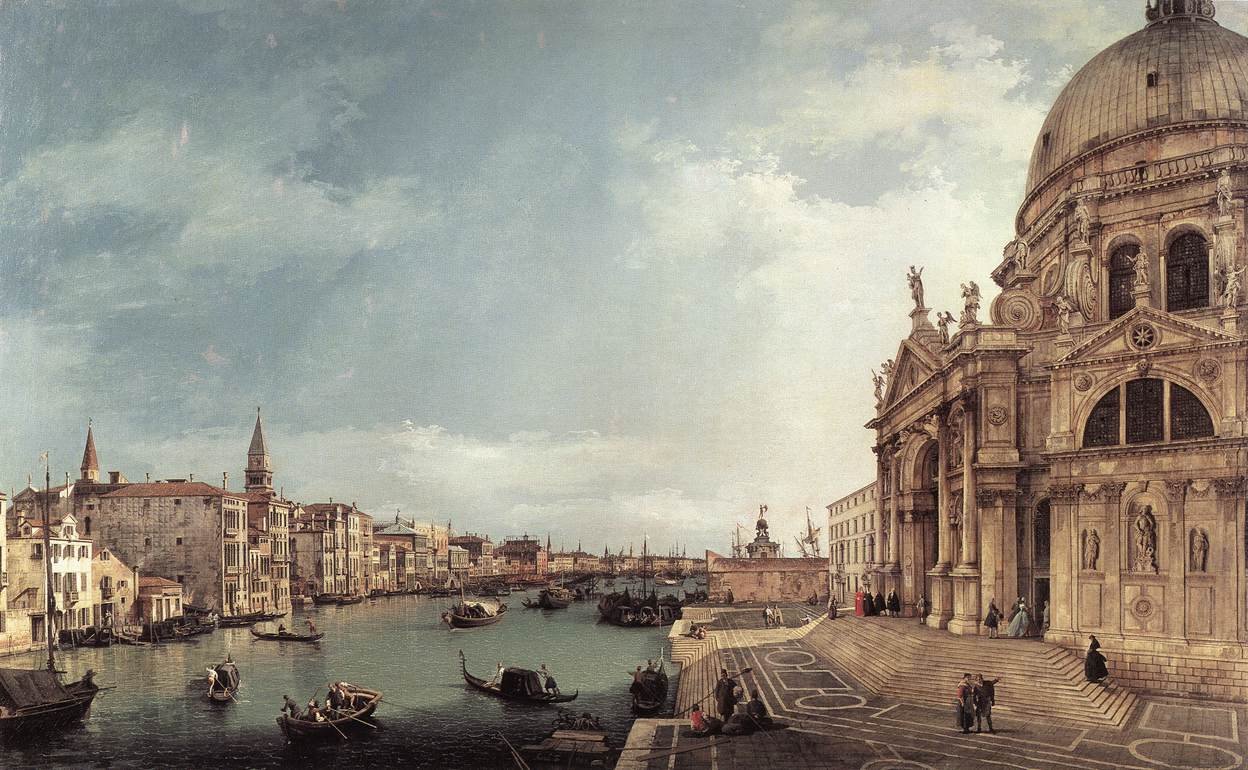 Sisäänkäynti Grand Canaliin; Katse itään tekijältä Giovanni Antonio Canal