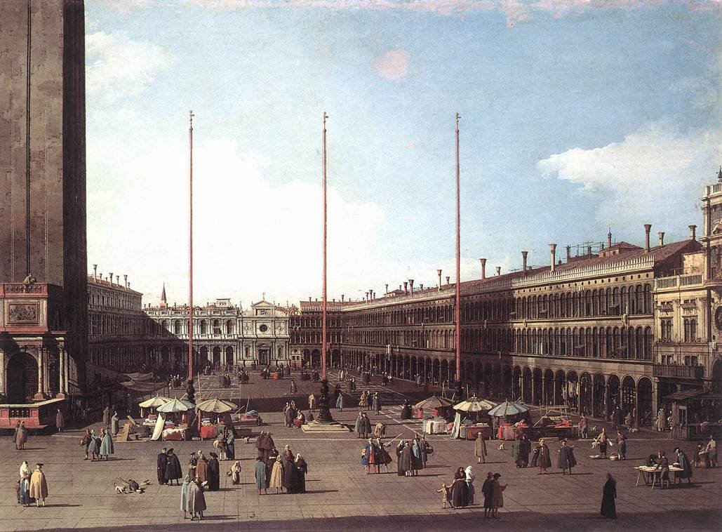 Piazza San Marco, katse kohti San Geminianoa tekijältä Giovanni Antonio Canal