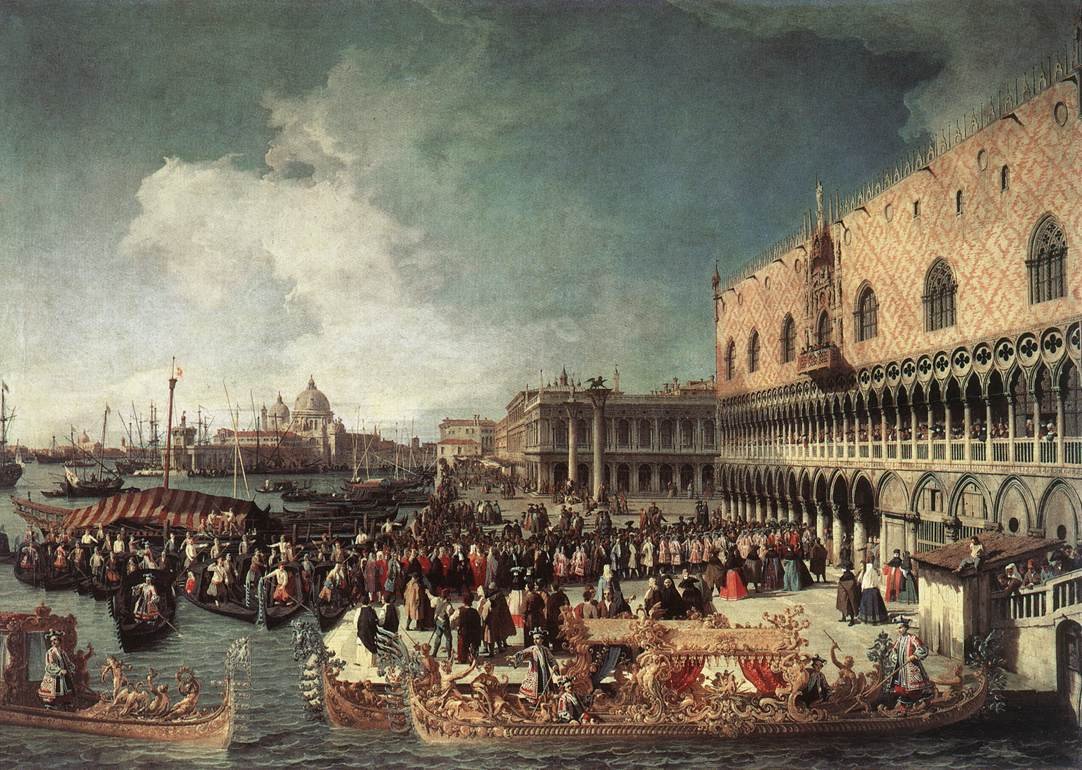 Suurlähettilään vastaanotto Dogesin palatsissa tekijältä Giovanni Antonio Canal