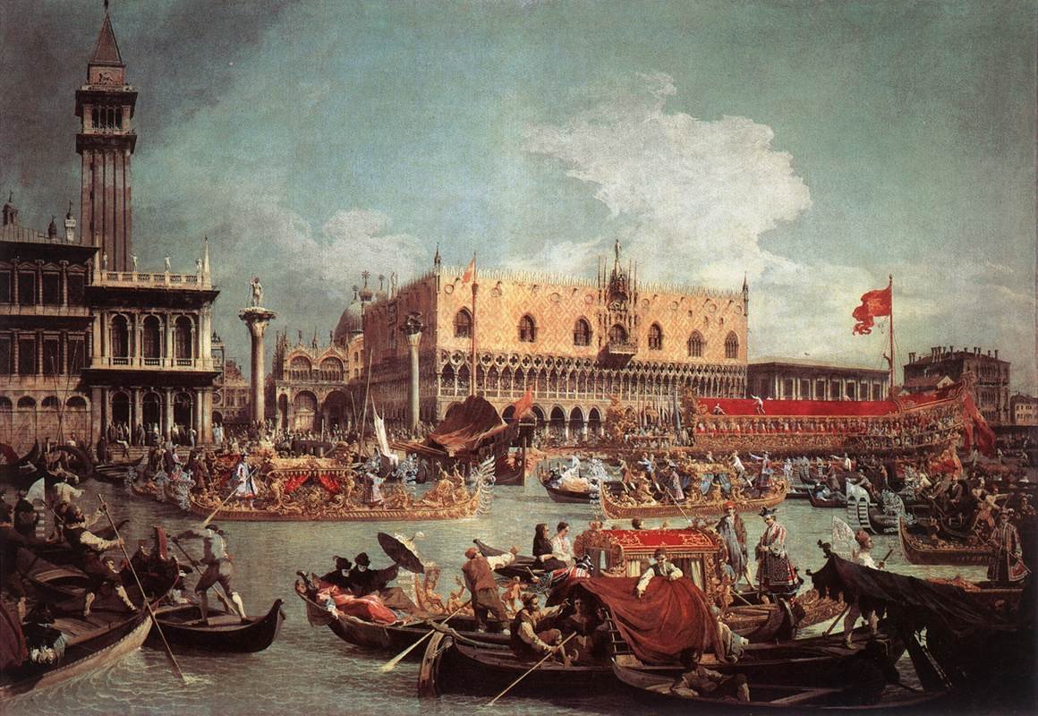 Bucintoro palaa Moloon ylösnousemuspäivänä tekijältä Giovanni Antonio Canal
