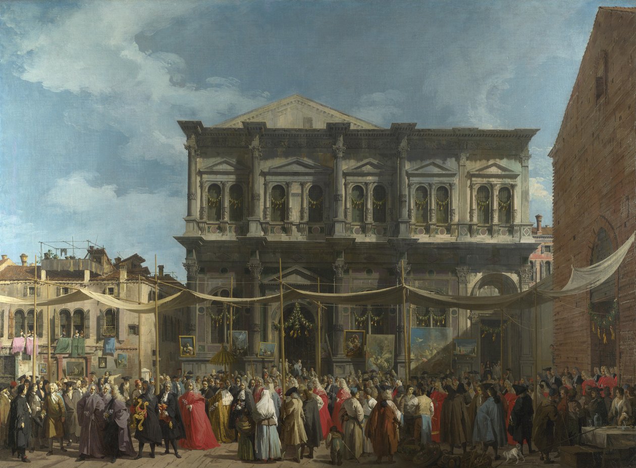 Doge vierailee kirkossa ja Scuola di San Roccossa, n. 1735 tekijältä Giovanni Antonio Canal