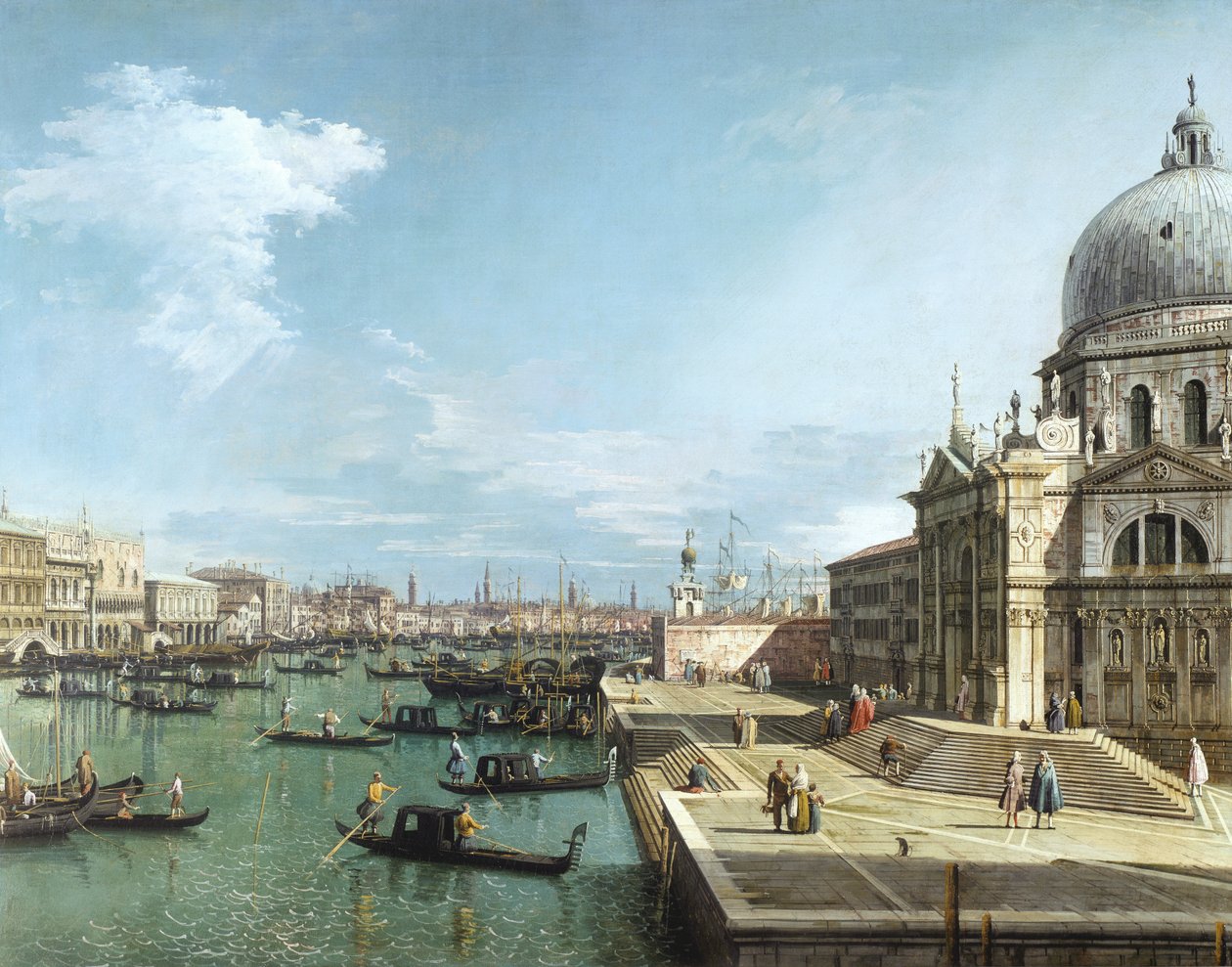Sisäänkäynti Grand Canalille ja Santa Maria della Saluten kirkko, Venetsia tekijältä Giovanni Antonio Canal