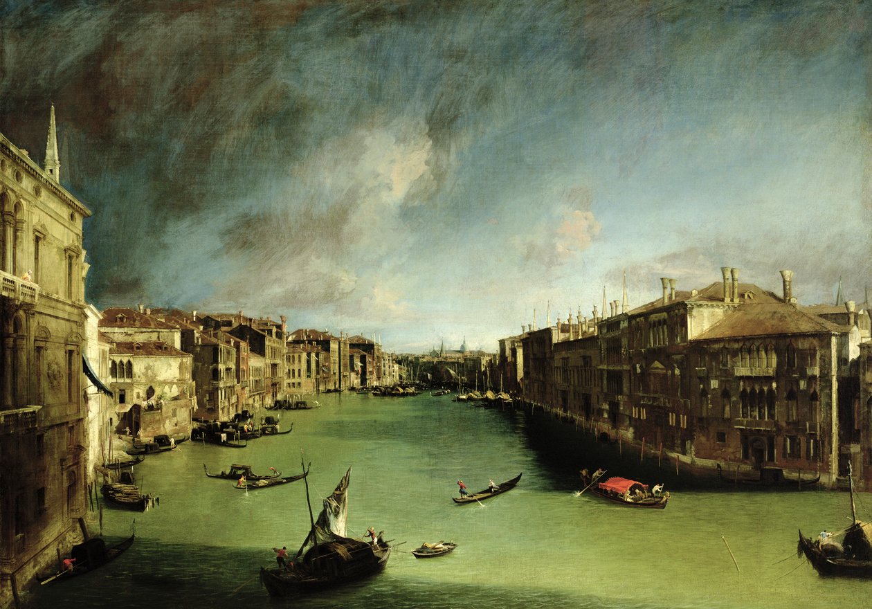 Canal Grand, Näkymä Palazzo Balbista kohti Rialton siltaa, 1724 tekijältä Giovanni Antonio Canal