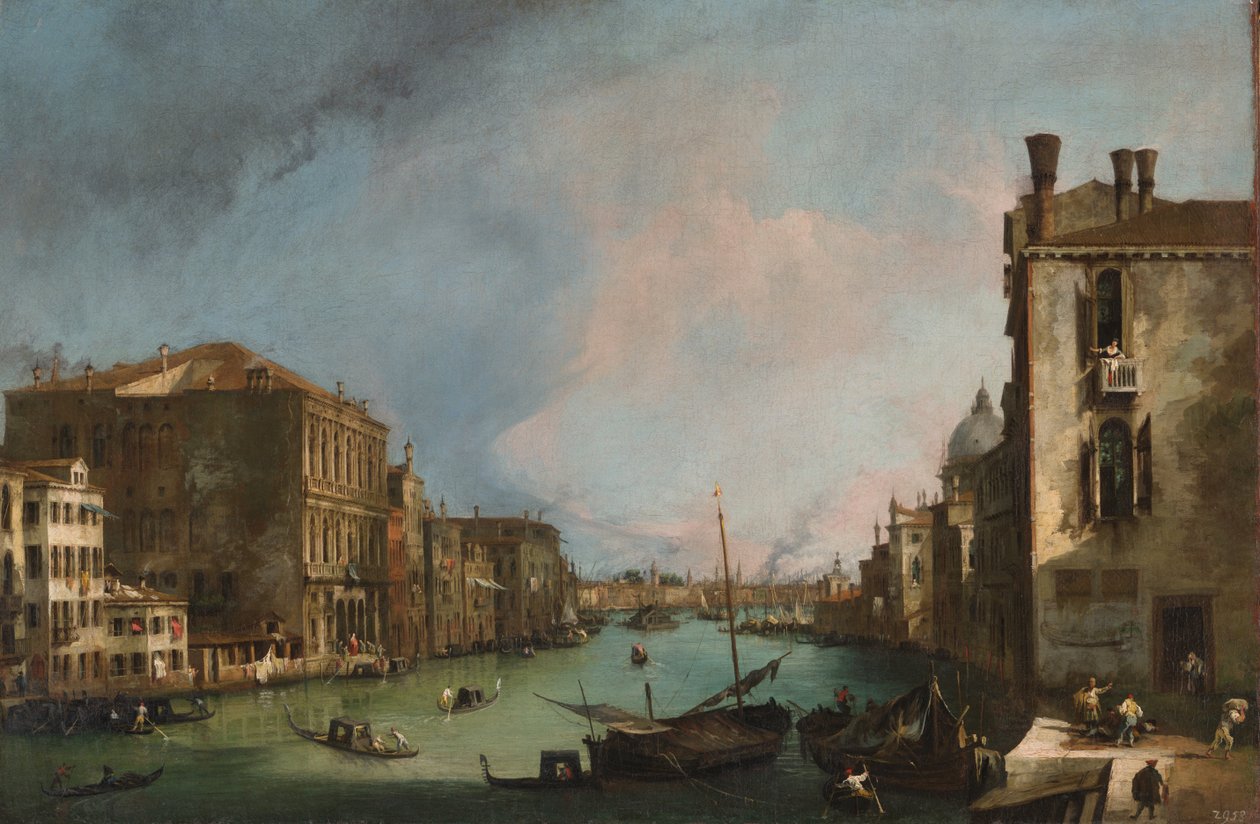 Canal Grande Venetsiassa ja Palazzo Corner Canale Grande tekijältä Giovanni Antonio Canal