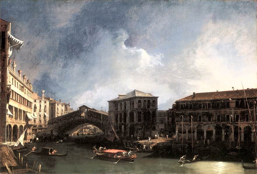 Grand Canal lähellä Ponte di Rialtoa tekijältä Giovanni Antonio Canal