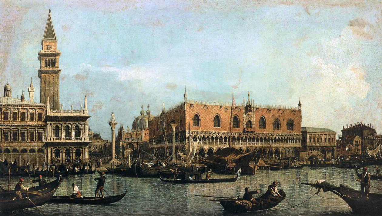 Molo, nähtynä Bacino di San Marcosta käsin tekijältä Giovanni Antonio Canal