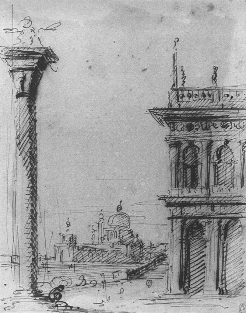 Piazzetta S. Maria della Salutea kohti katsoen tekijältä Giovanni Antonio Canal