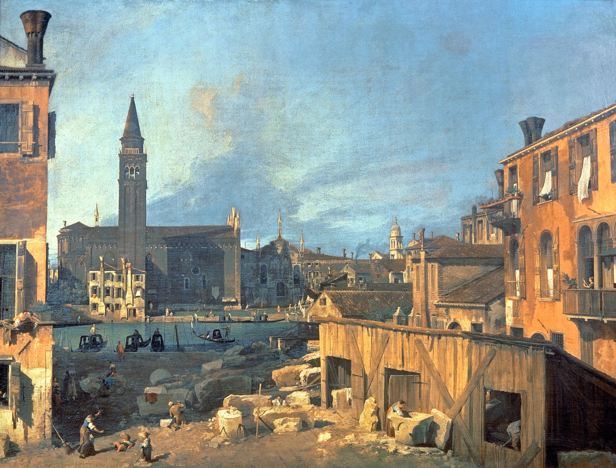 Venetsia: Campo San Vidal ja Santa Maria della Carita (Kivimurhaajan piha) 1727-28 tekijältä Giovanni Antonio Canal