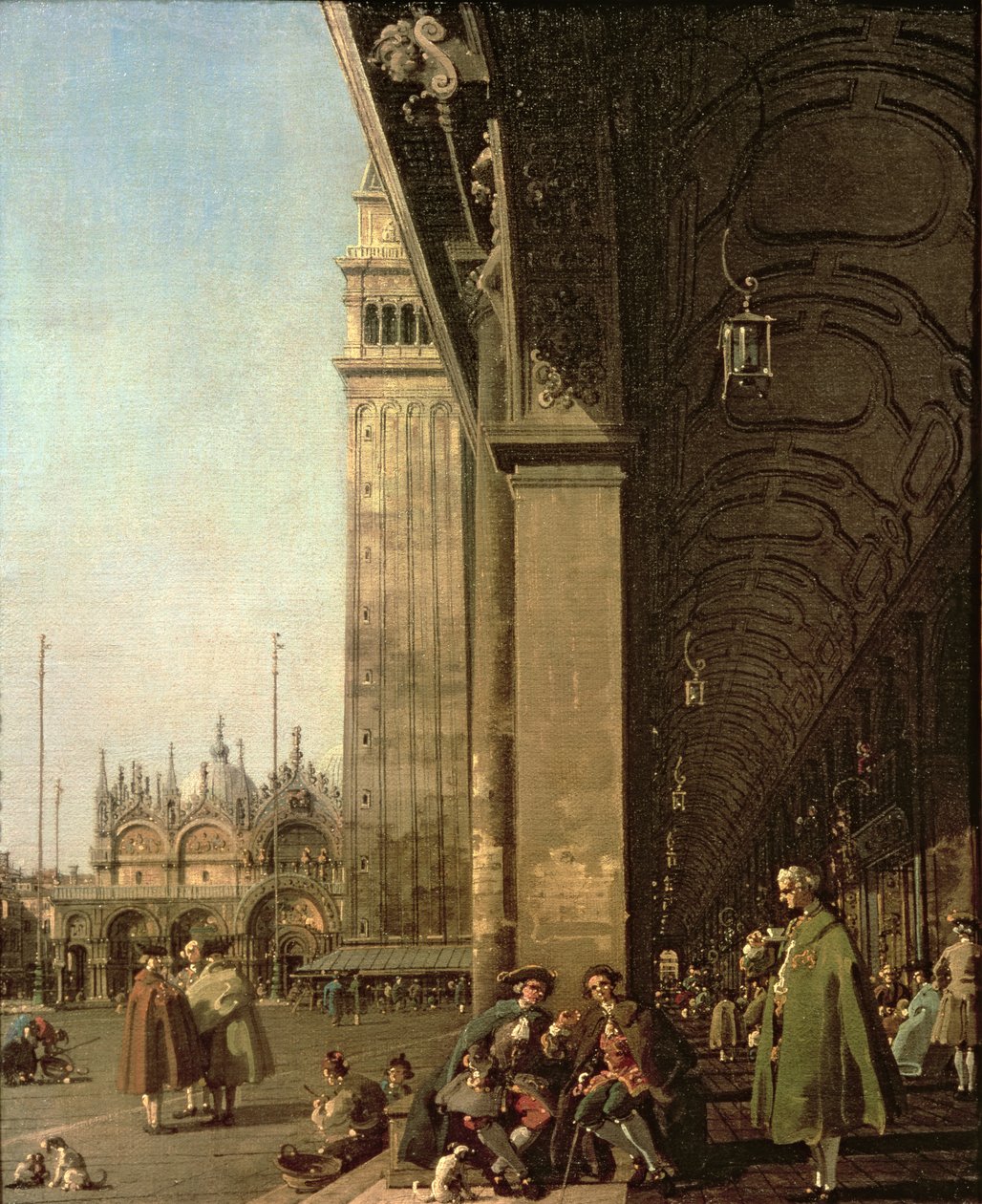 Venetsia: Piazza di San Marco ja Procuratie Nuoven pylväikkö, n. 1756 tekijältä Giovanni Antonio Canal
